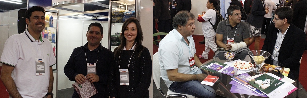 Representantes do Ipem-MG orientam supermercadistas durante a feira. Foto: Fernanda Toussaint / Ipem-MG